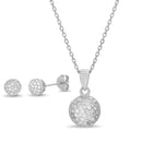 CZ Pave 6 MM Ball Earring and Necklace Set
