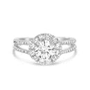 Sterling Silver Round CZ Halo Split Shank Ring