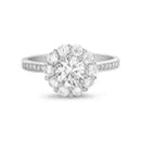 Sterling Silver Round CZ Pronged Halo Ring