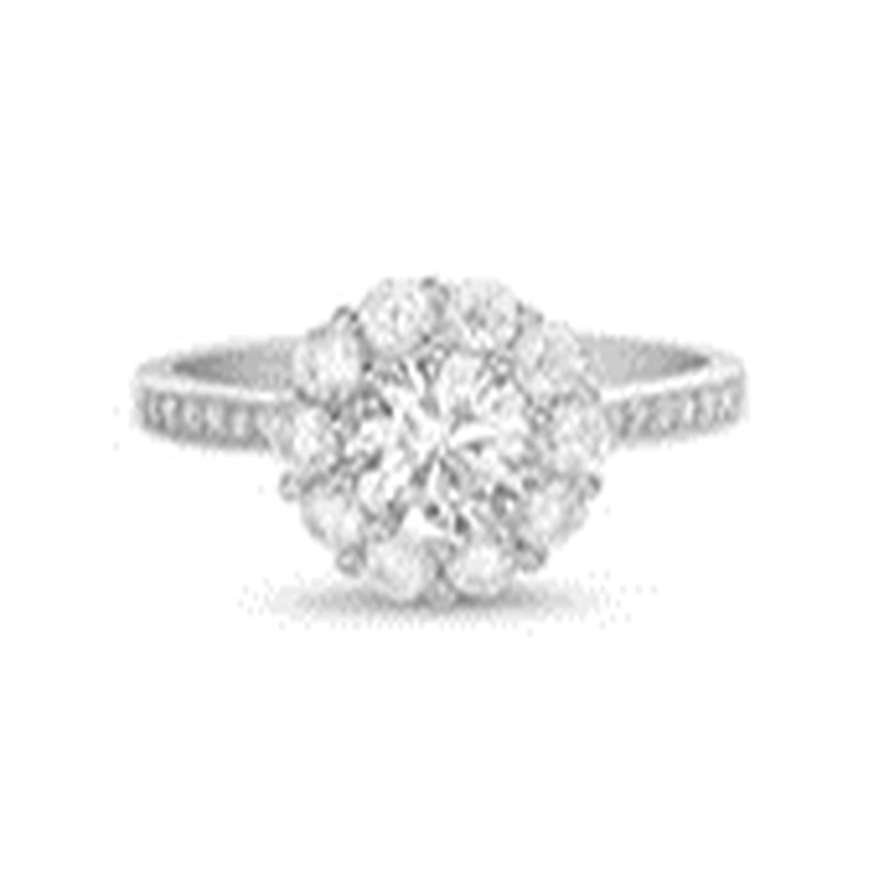 Sterling Silver Round CZ Pronged Halo Ring