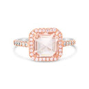 2-Tone ASterling Silvercher Cut Pink Center and Clear Halo Ring