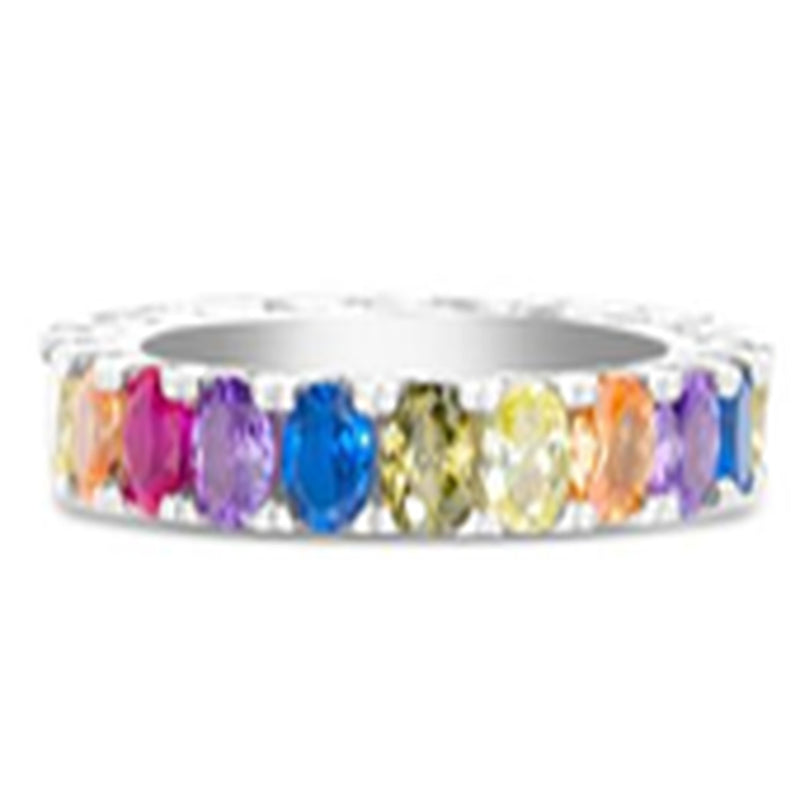 Sterling Silver Multicolored CZ Band Ring