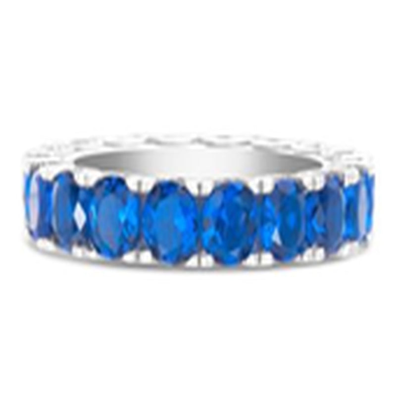 Sterling Silver Blue CZ Band Ring