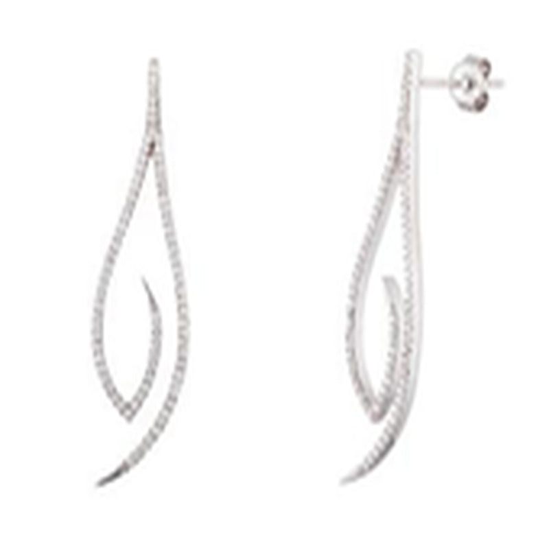 Sterling Silver Rh Dngln Loop with Cubic Zirconia Ear