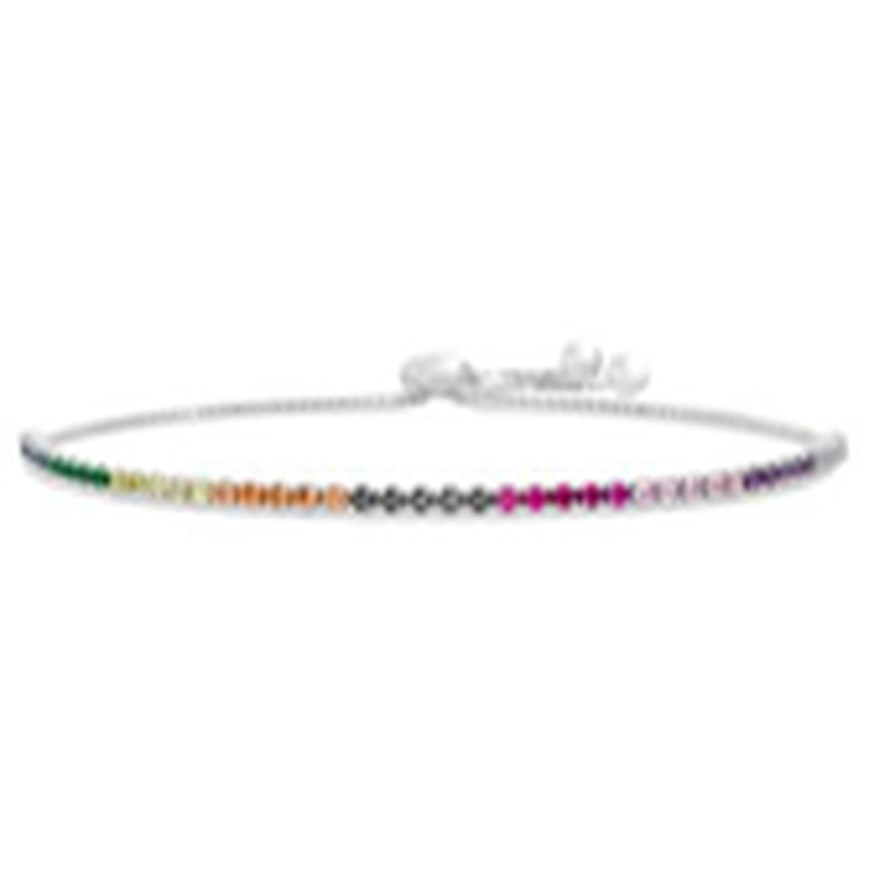 Sterling Silver CZ Multicolored Slider Bracelet