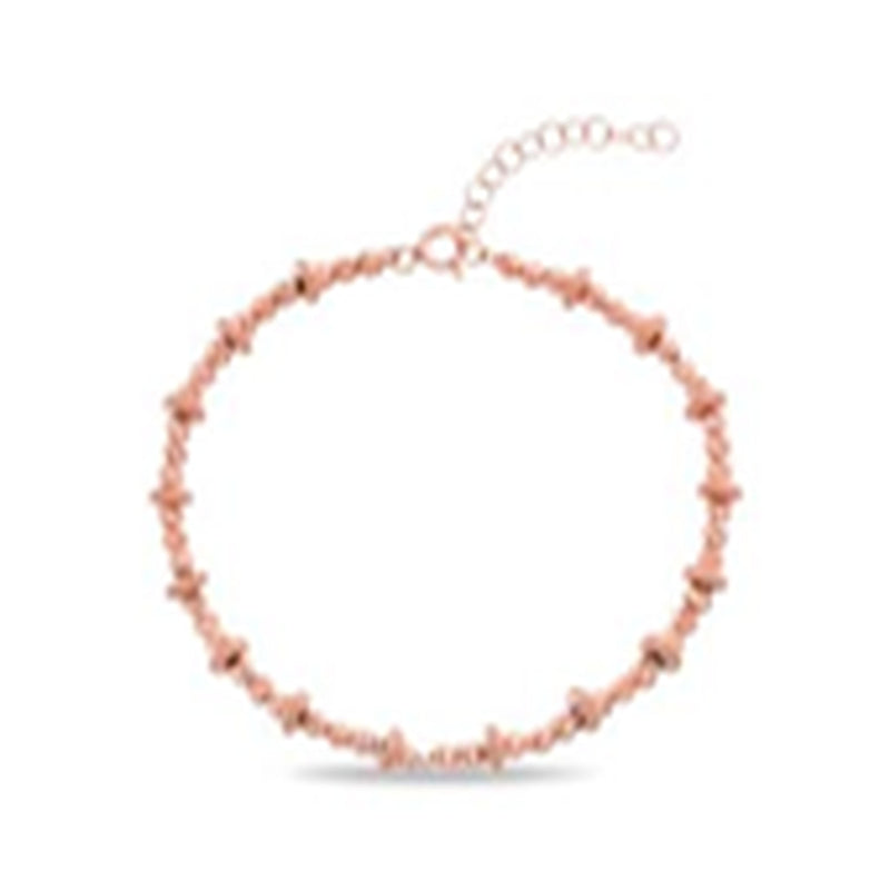 Rose Polished Twisted Beaded Chain Bracelet