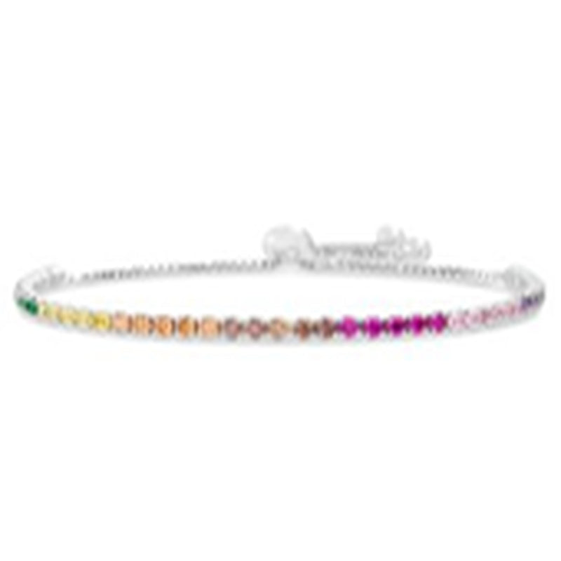 Sterling Silver Multicolored CZ Slider Bracelet