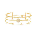 Gold CZ Station with CZ Disc Center Multi Strand Bracelet