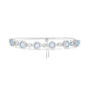 Sterling Silver Round Blue Opal Halo and CZ Bezel Slider Bracelet