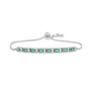 Sterling Silver Emerald CZ with CZ Border Slider Bracelet