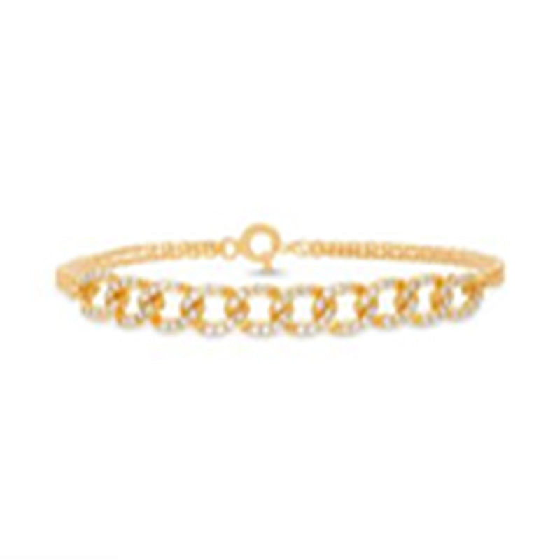 Gold CZ Interlocking Circle Double Stranded Bracelet