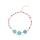 Rose Multicolored CZ Enamel Evil Eye Bracelet