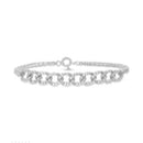 Silver CZ Interlocking Circle Double Stranded Bracelet