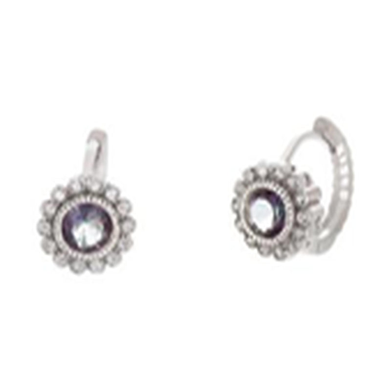 Silver CZ Center Leverback Earring