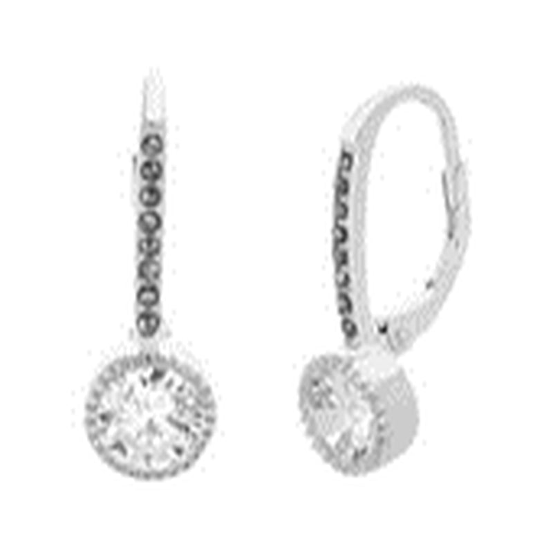 Sterling Silver CZ With Marcasite Border Lever Back Earring