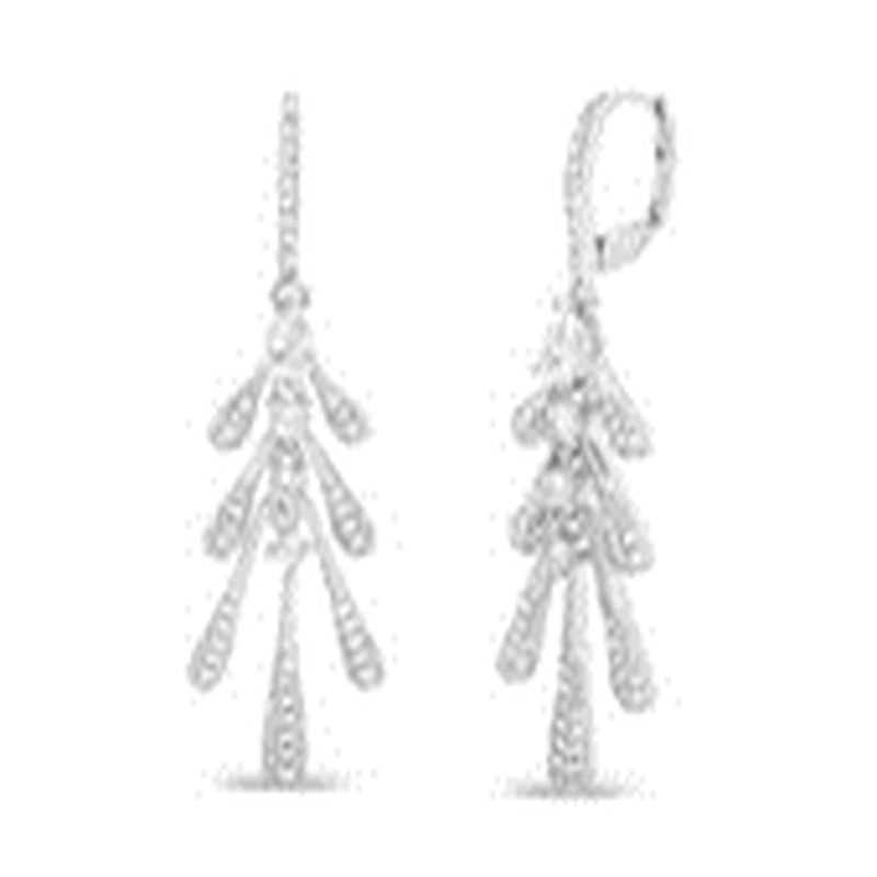 Sterling Silver CZ Bar Dangle Leverback Earring