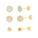 Gold Stone Ball Earring Set