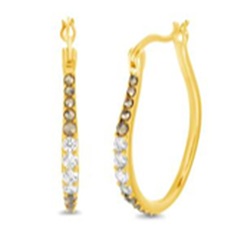 Gold Marcasite and CZ Hoop Earring