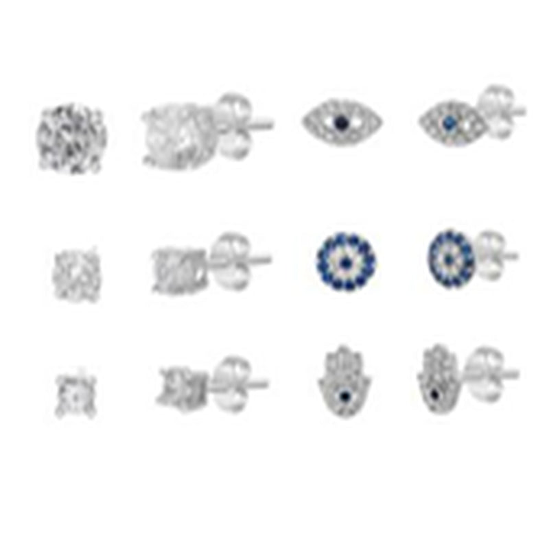 Xsilver Evil Eye-Hamsa Earring Set