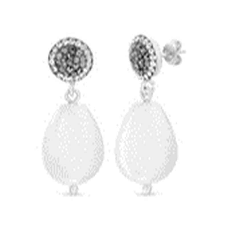 Silver Multicolored Crystal Black and White Pearl Bell Shaped Drop Post Turkey Earring