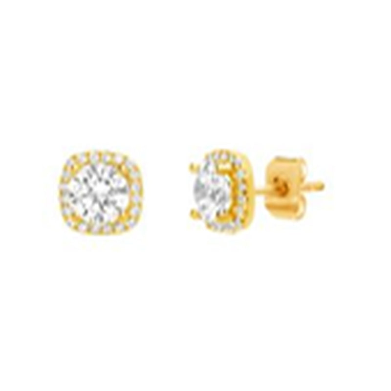 XbraSterling Silver CZ Squared Halo Earring