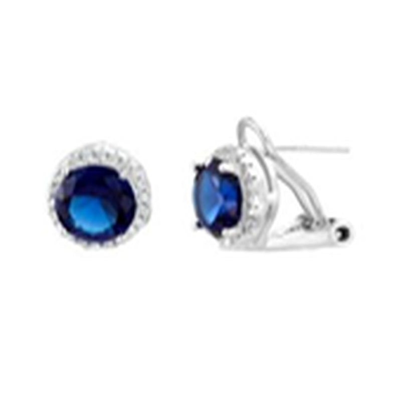 Silver CZ Halo Omega Earring