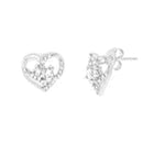 Sterling Silver Rh CZ Heart Forvr Togthr Ear