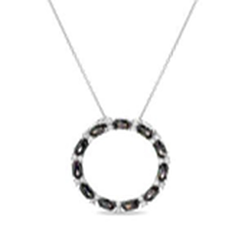 Silver Mystic Fire Topaz GlaSterling Silver Oval CZ Open Circle Station 1.2 Mm Cable Chain 16+3" Necklace
