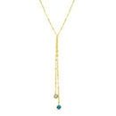 Gold Round White Opal and Polished KiSterling Silver Chain Drop Necklace