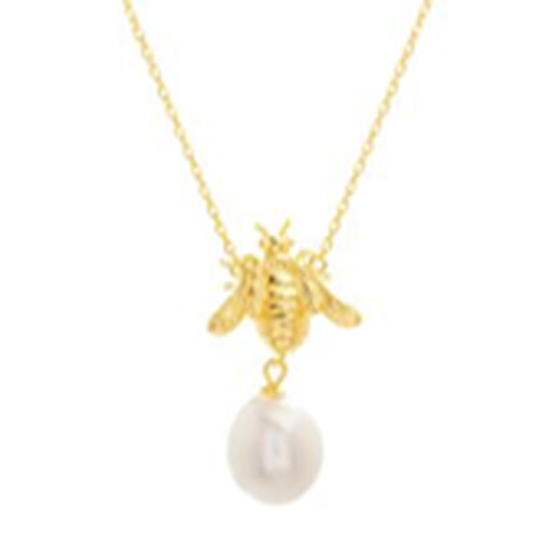 Xgold Pearl Bumble Bee Necklace
