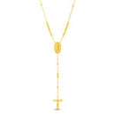 Gold CroSterling Silver Beaded Rosary Necklace