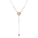 Rose CZ Heart Station Y Chain Necklace