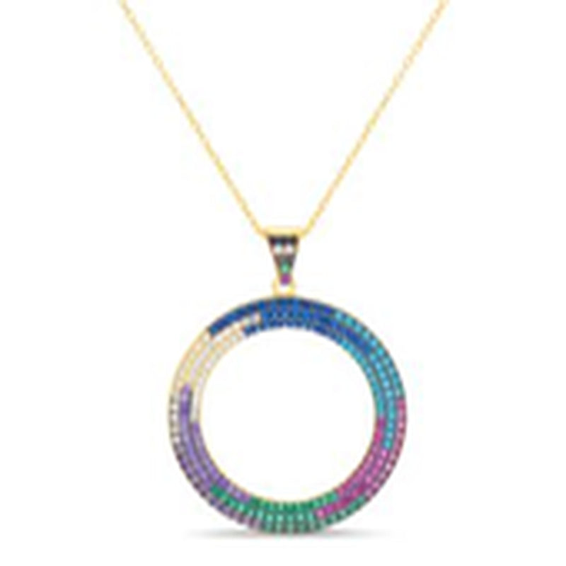 Gold CZ Open Circle Necklace