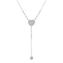 Sterling Silver CZ Heart Station Y Chain Necklace