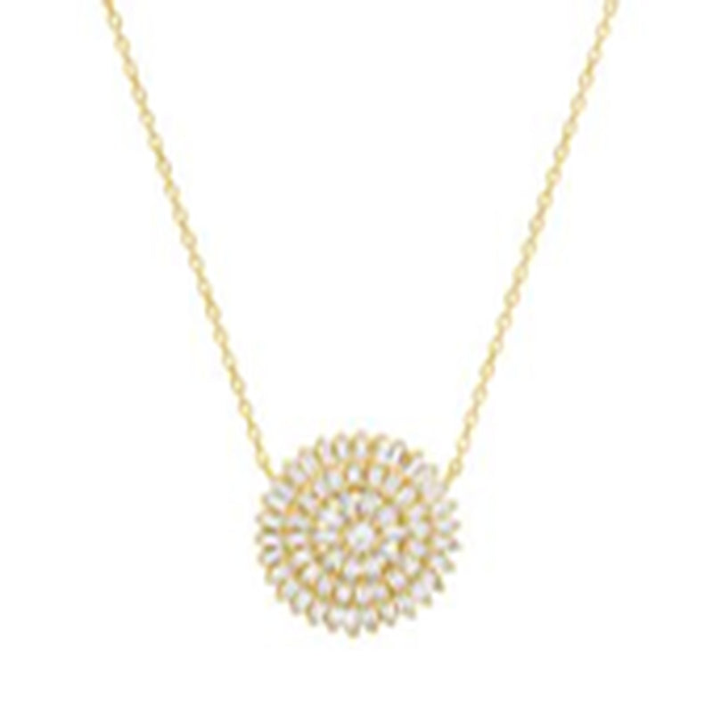 Gold CZ Round Station Necklace