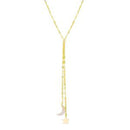 Gold Crescent White Opal and Polished KiSterling Silver Chain Drop Necklace