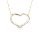 Gold Diamond Cut Border Open Heart Necklace