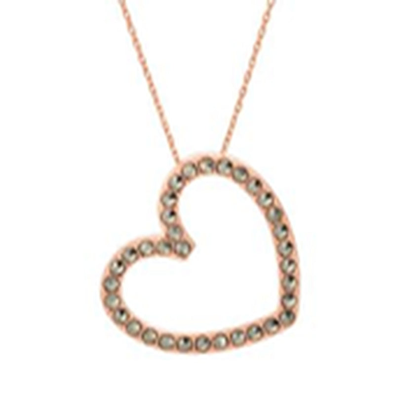 Sterling Silver Marcasite Heart Cable Chain Necklace