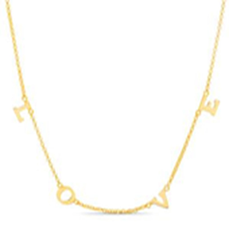 Gold "Love" Station Dangle Station Necklace