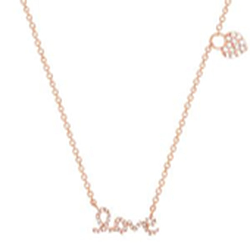 Xrose CZ Love and Heart Necklace