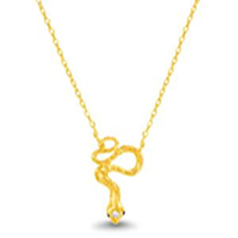 Gold CZ Snake D-C Cable Chain Necklace