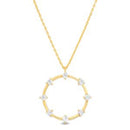 Gold CZ Border Open Circle Necklace