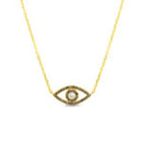 Gold Marcasite Open Evil Eye Station Necklace