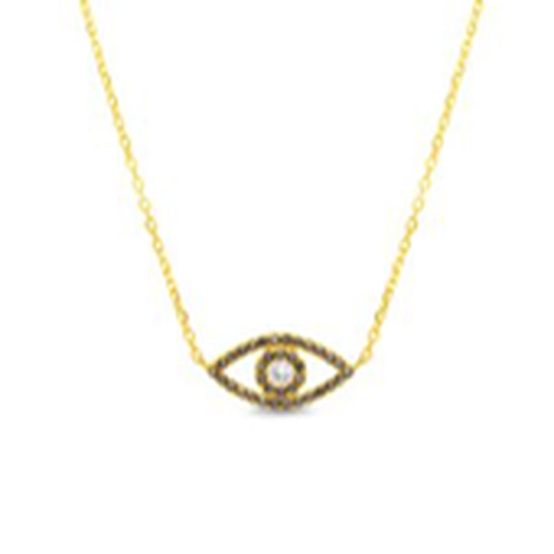 Gold Marcasite Open Evil Eye Station Necklace
