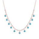 Gold Turquoise CZ Bezel with Evil Eye Dangle Necklace
