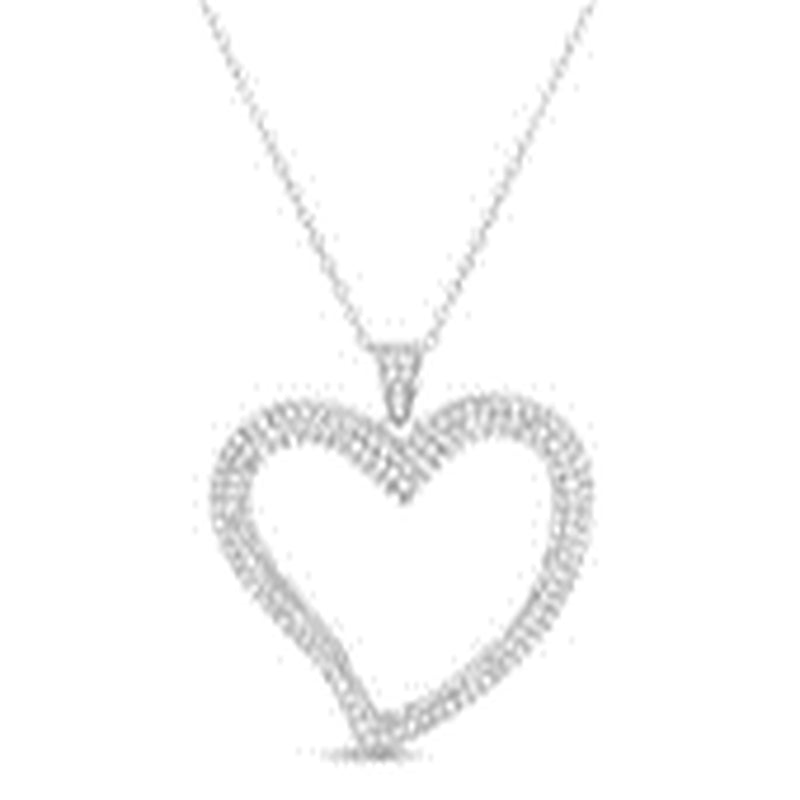 Sterling Silver CZ Open Heart Necklace