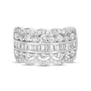Sterling Silver CZ Baguette Center with Round and Loop Design Border Ring