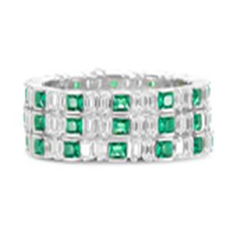 Silver CZ Eternity Band Ring Set