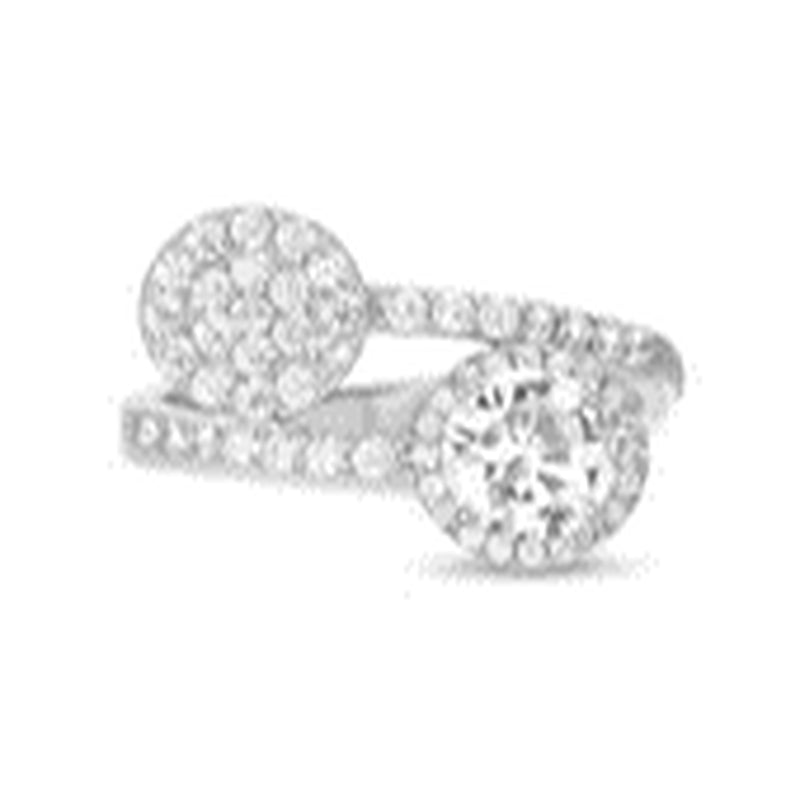 Sterling Silver CZ Halo and Disc Ends BypaSterling Silver Ring