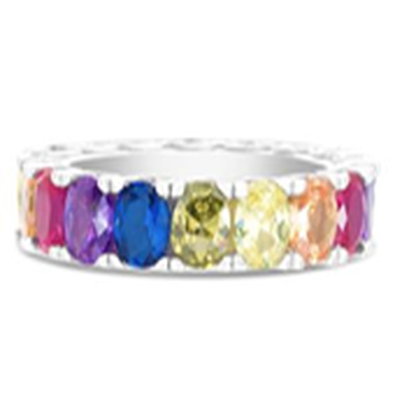 Sterling Silver Multicolored CZ Band Ring